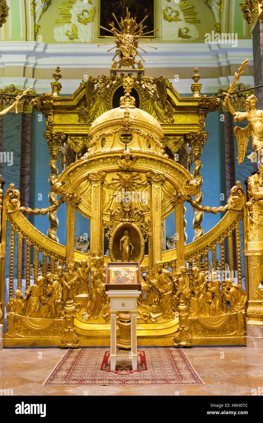 Die Ikonostase, St. Peter und St. Paul Cathedral, Peter und Paul Fortress, St Petersburg, Russland Stockfoto