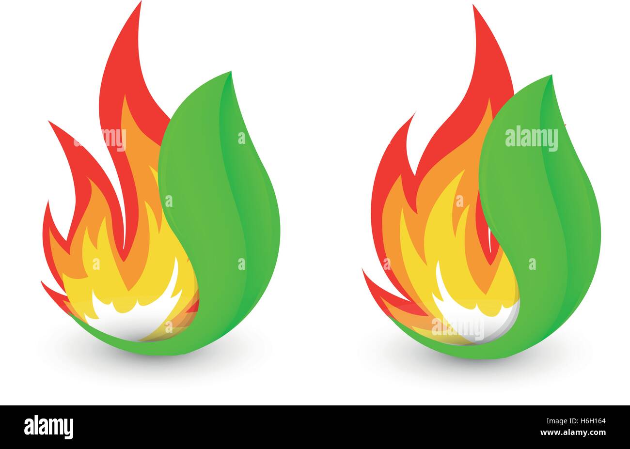 Abstrakte Brand Logo isoliert. Die Flamme im Blatt Logo. Bushfire Symbol. Hitze-Zeichen. Ein Lauffeuer Symbol. Vektor-Illustration. Stock Vektor