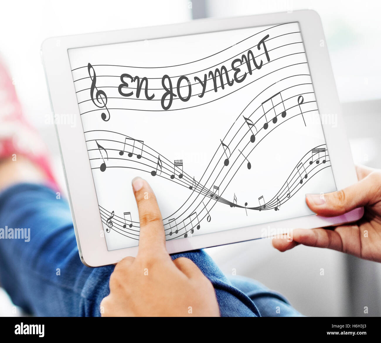 Musik Noten Entertainment Melodie hören-Konzept Stockfoto