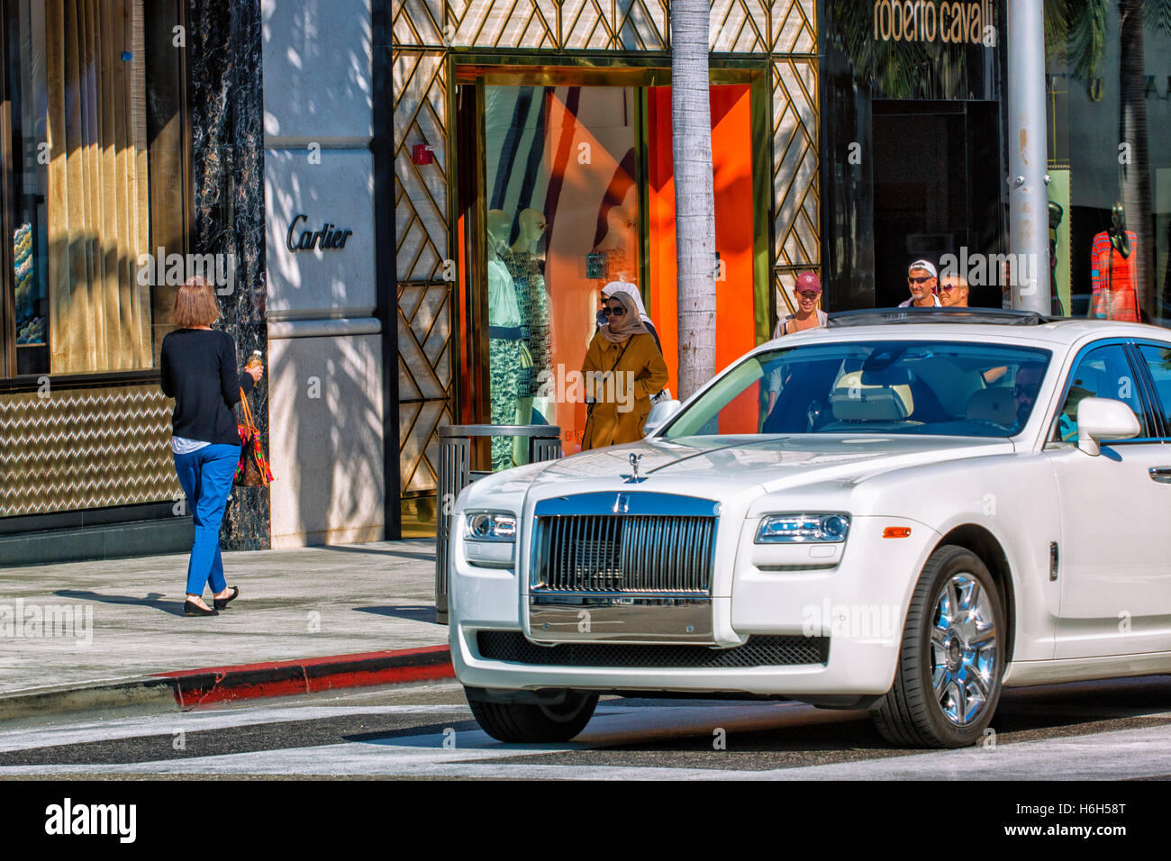 Luxus-Auto geparkt am Rodeo Drive, Beverly Hills, Los Angeles Stockfoto