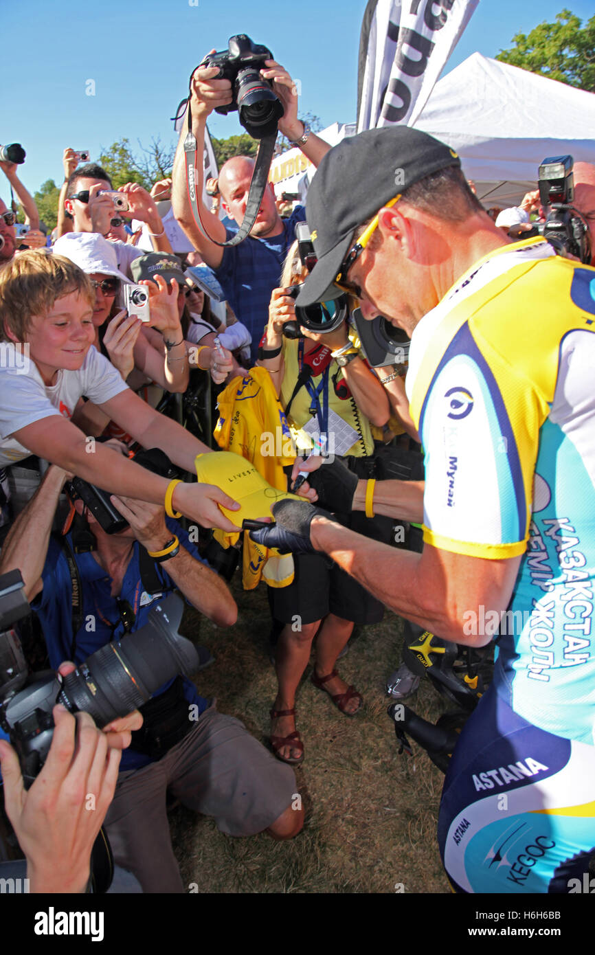 Lance Armstrong Autogramme an seine Comeback-Tour 2009 Tour Down Under in Adelaide Australien Stockfoto
