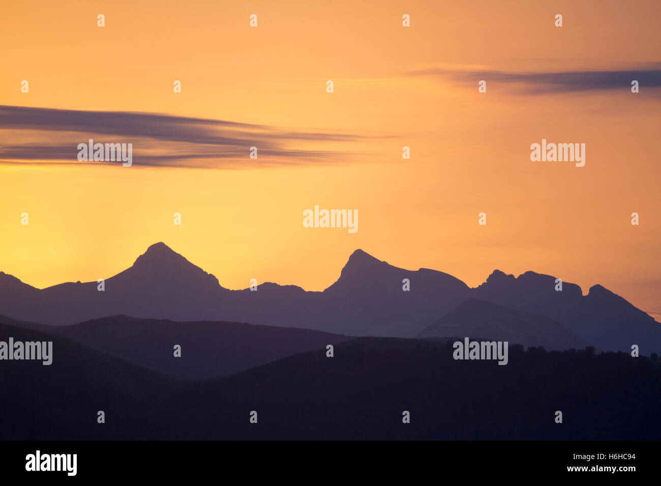 Sonnenaufgang im Pyrenäen-Gebirge Stockfoto