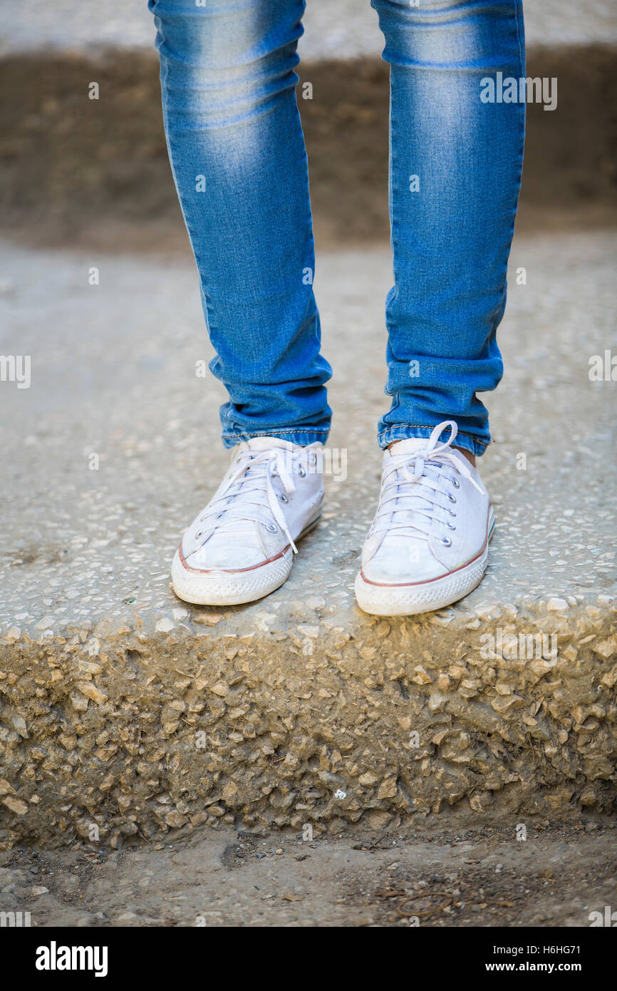 Nahaufnahme von Frau Schuhe Stockfoto