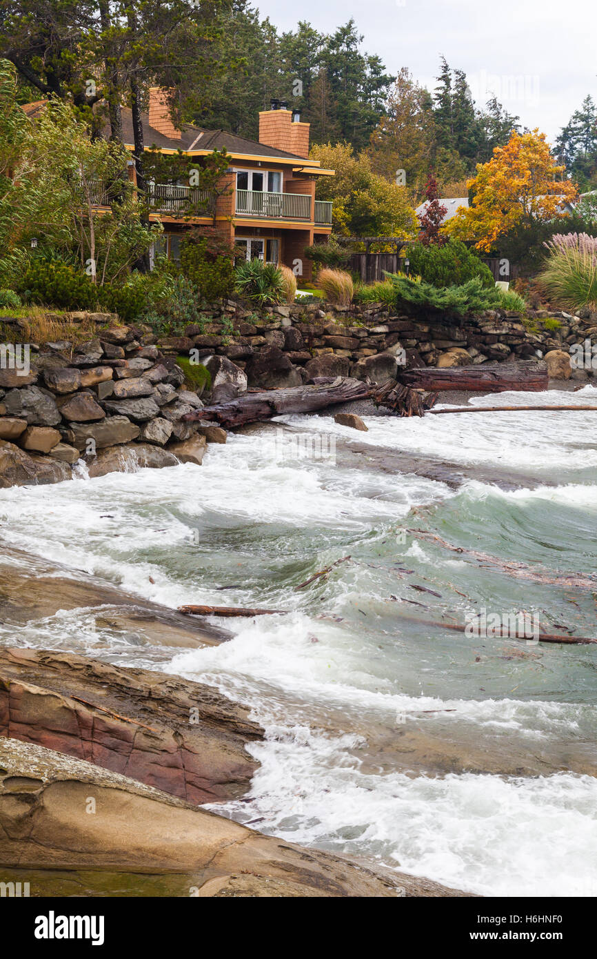 Stürmischer Tag in Sturdies Bay auf Galiano Island, Britisch-Kolumbien Stockfoto