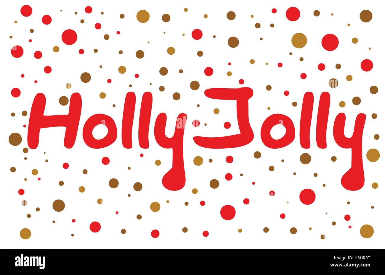 Holly Jolly Schriftzug mit Farbpunkte. Hand-gezogene Design-Element. Stock Vektor