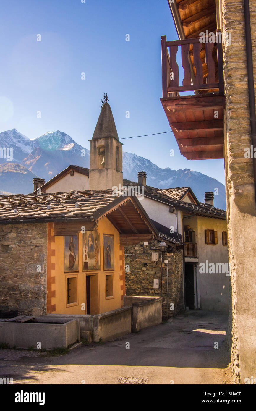 Kapelle im Aosta-Tal, Italien. Stockfoto