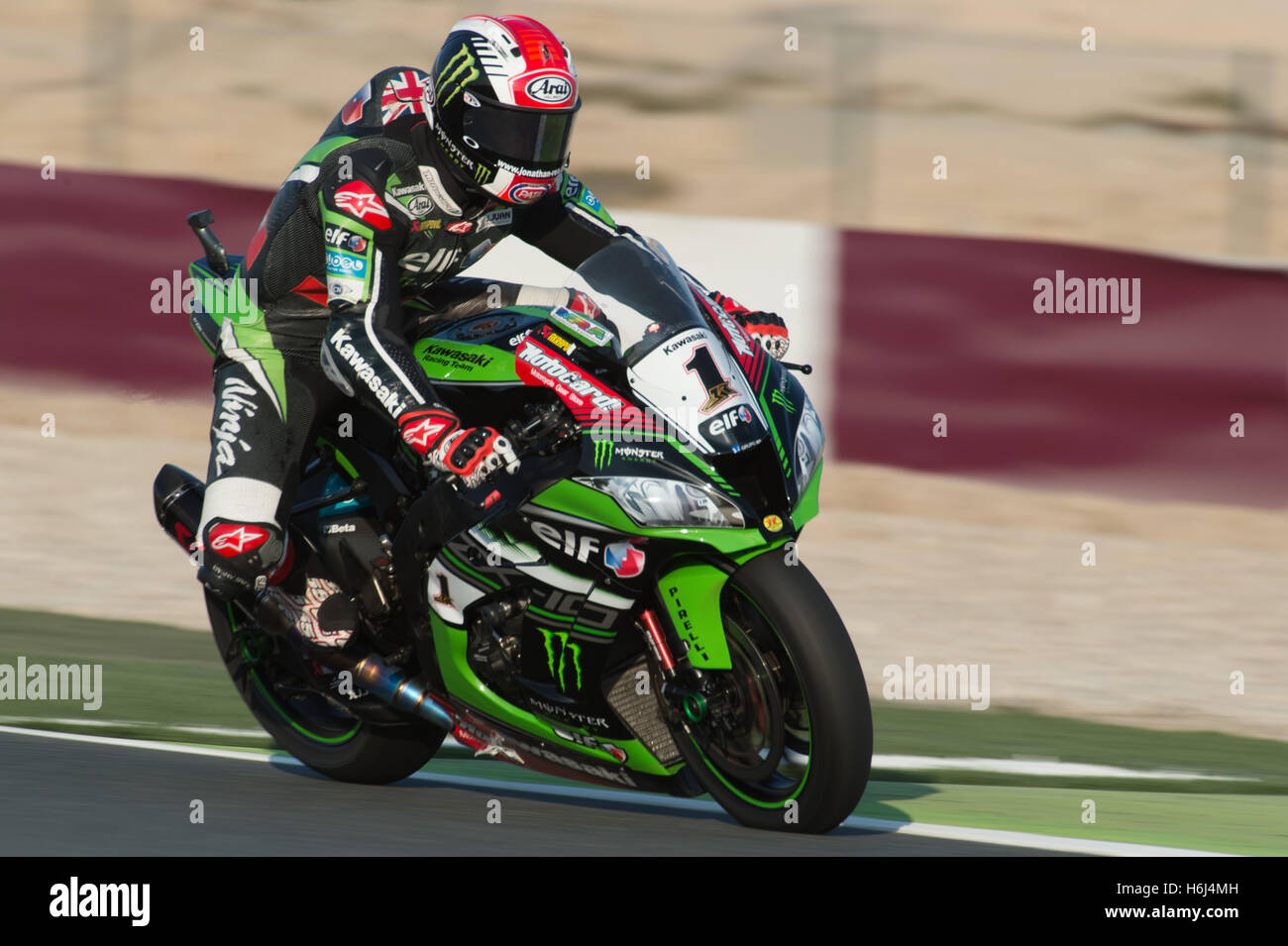 Losail International Circuit, Katar. 29. Oktober 2016. Kawasaki-Fahrer Jonathan Rea beteiligt sich an freien Praxis Sitzung 3 bei der Endrunde 2016 FIM World Superbike Championship Credit: Tom Morgan/Alamy Live News Stockfoto