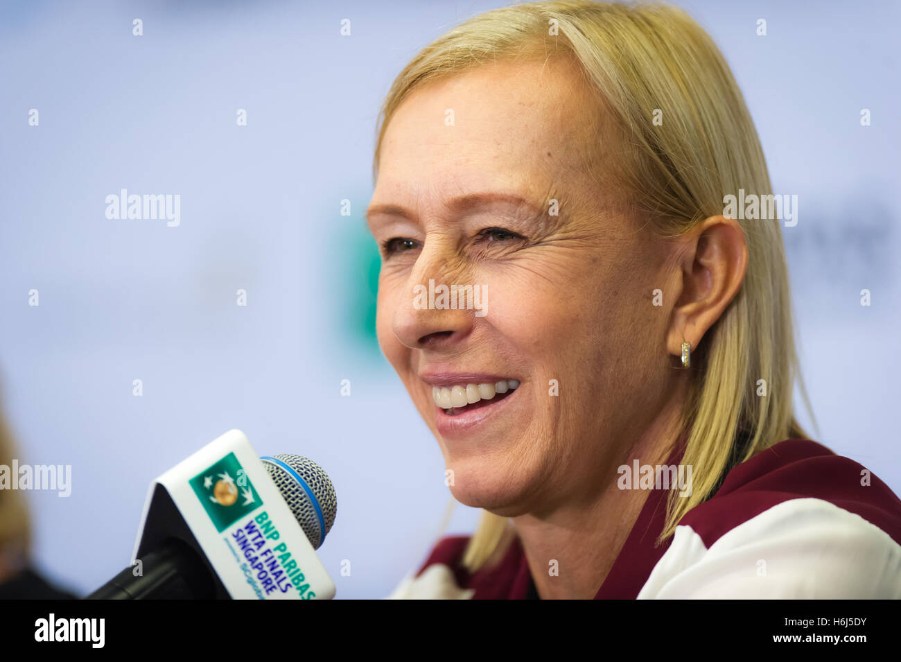 Singapur, Singapur. 29. Oktober 2016. Martina Navratilova im Gespräch mit den Medien auf 2016 WTA Finale Credit: Jimmie48 Fotografie/Alamy Live News Stockfoto