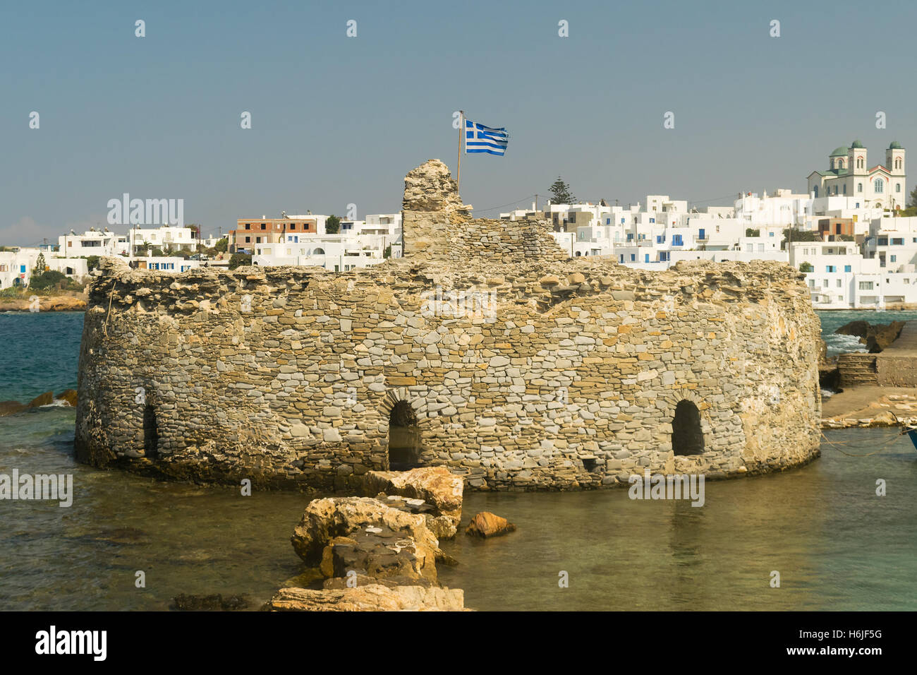 Kastelli Burg von Paros Insel in Griechenland. Stockfoto