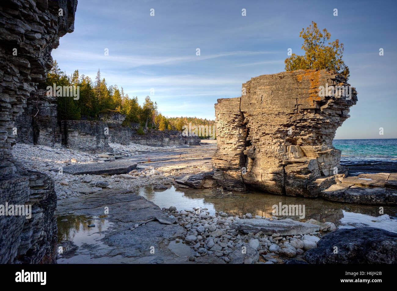 Bruce Peninsula National Park Georgian Bay Tobermory Ontario Kanada. Emmet Seengebiet Stockfoto