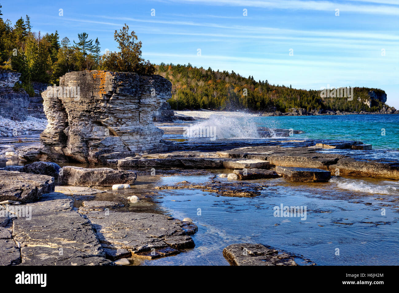 Bruce Peninsula National Park Georgian Bay Tobermory Ontario Kanada. Emmet Seengebiet Stockfoto