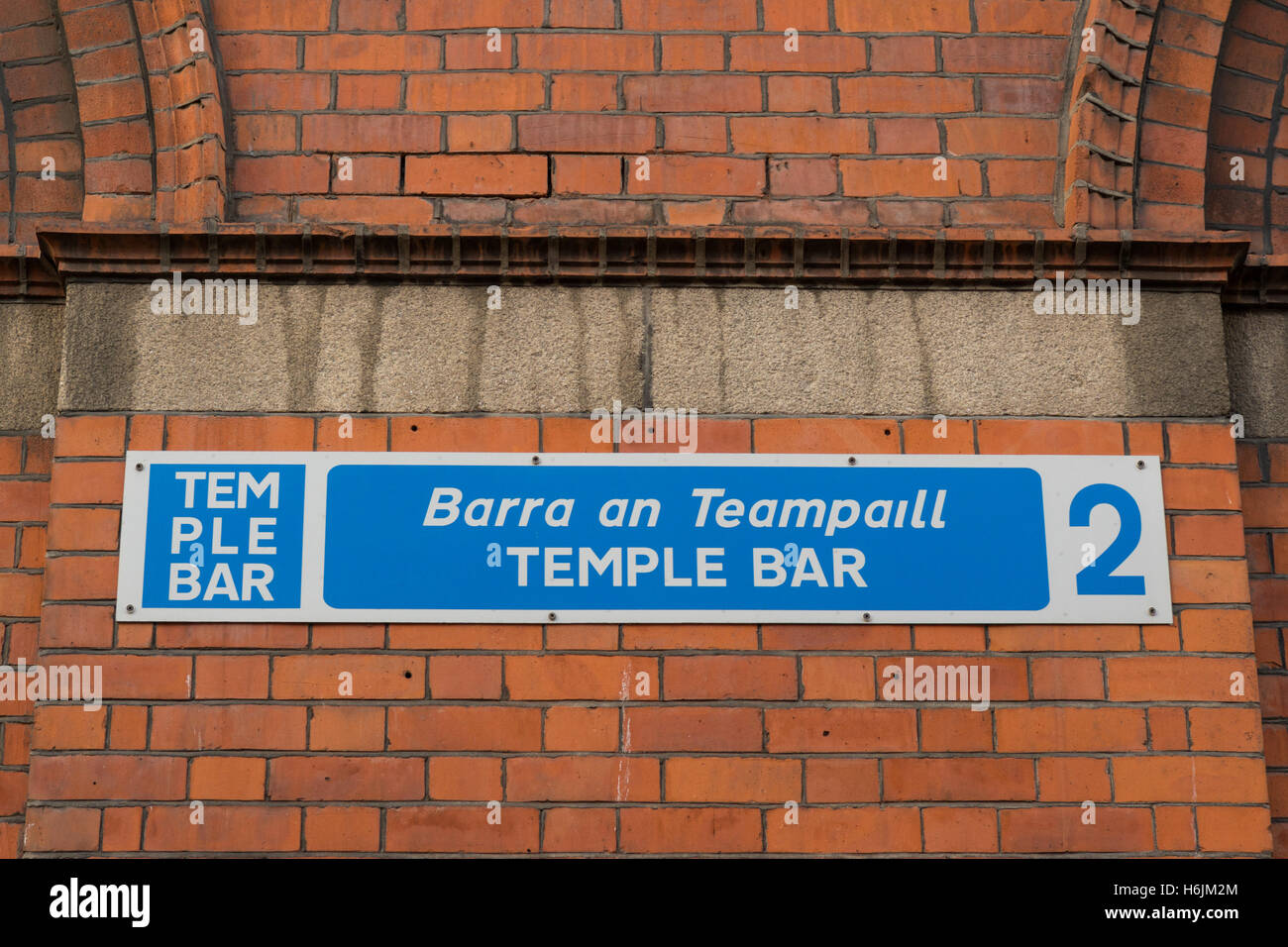 Temple Bar - Barra eine Teampaill - Straßenschild - Dublin, Irland Stockfoto