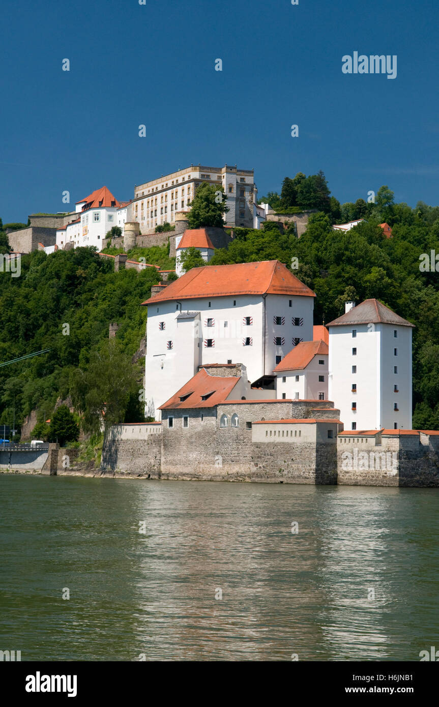 Veste Niederhaus und Veste Oberhaus Festungen, Donau, Passau, Bayerischer Wald, Bayern Stockfoto