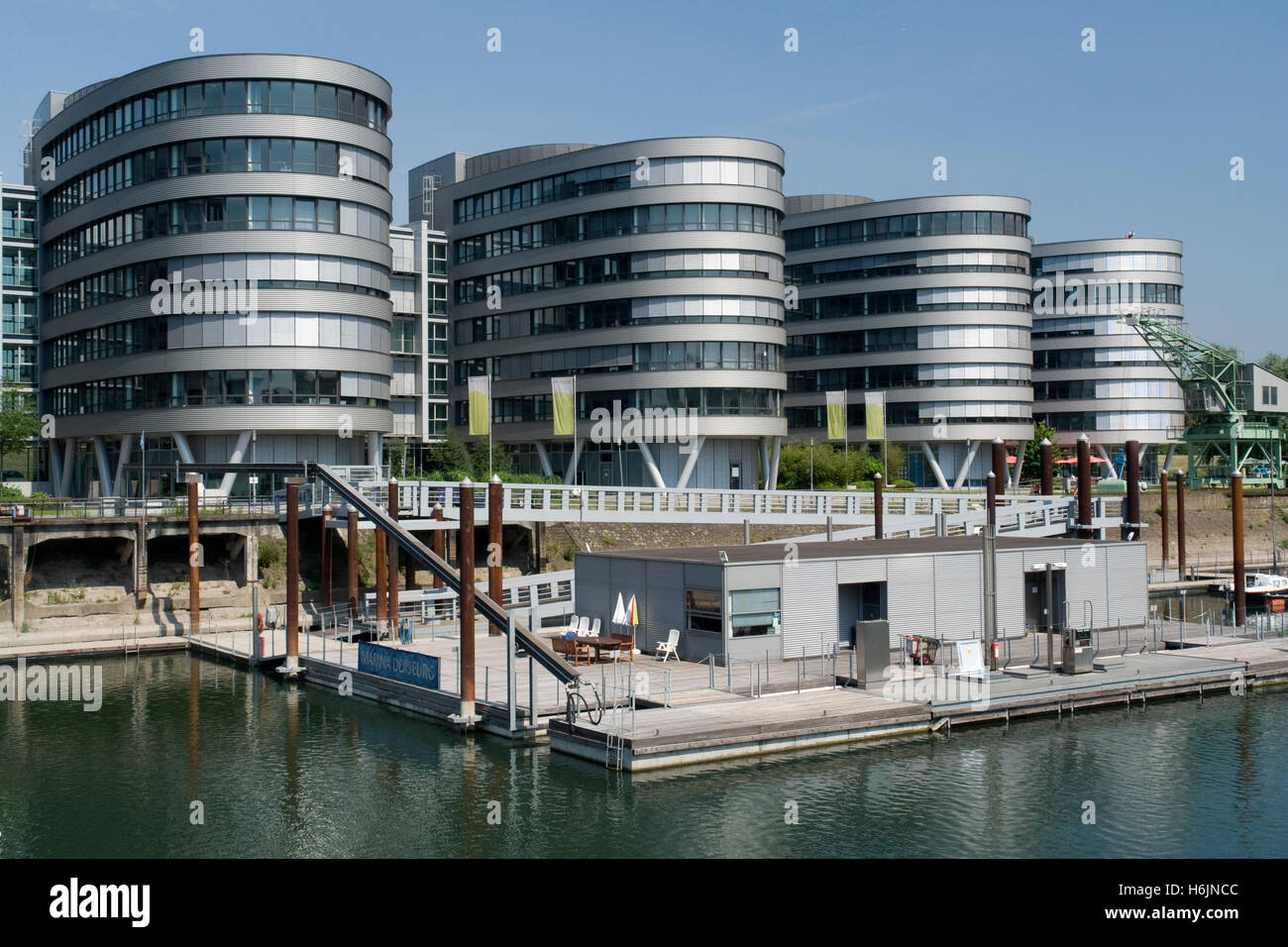 Bürogebäude in den Innenhafen Duisburg-Hafen, Route der Industriekultur-Route der Industriekultur, Essen Stockfoto