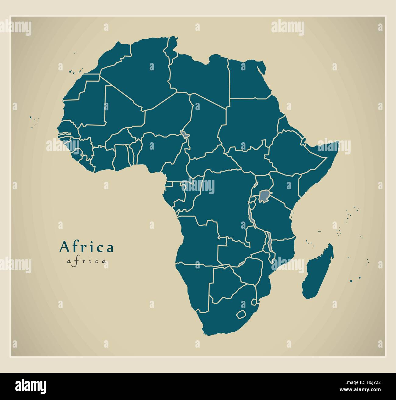 Moderne Karte - Afrika Kontinent mit Grenzen Stock Vektor