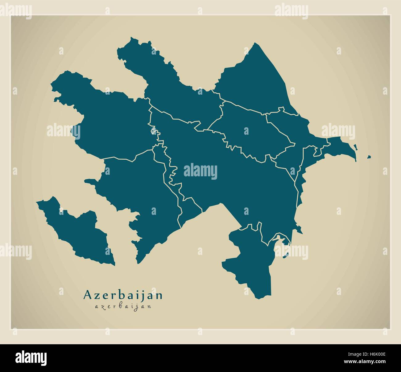 Moderne Karte - Aserbaidschan mit Regionen AZ Stock Vektor