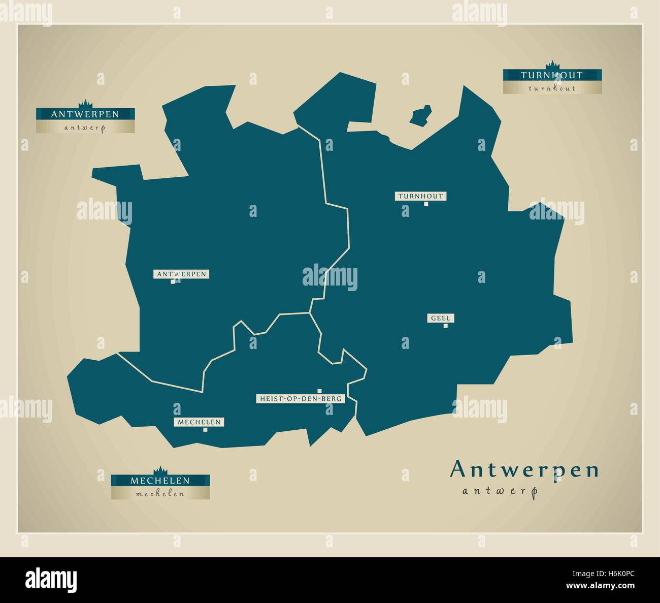 Moderne Karte - Antwerpen Stock Vektor