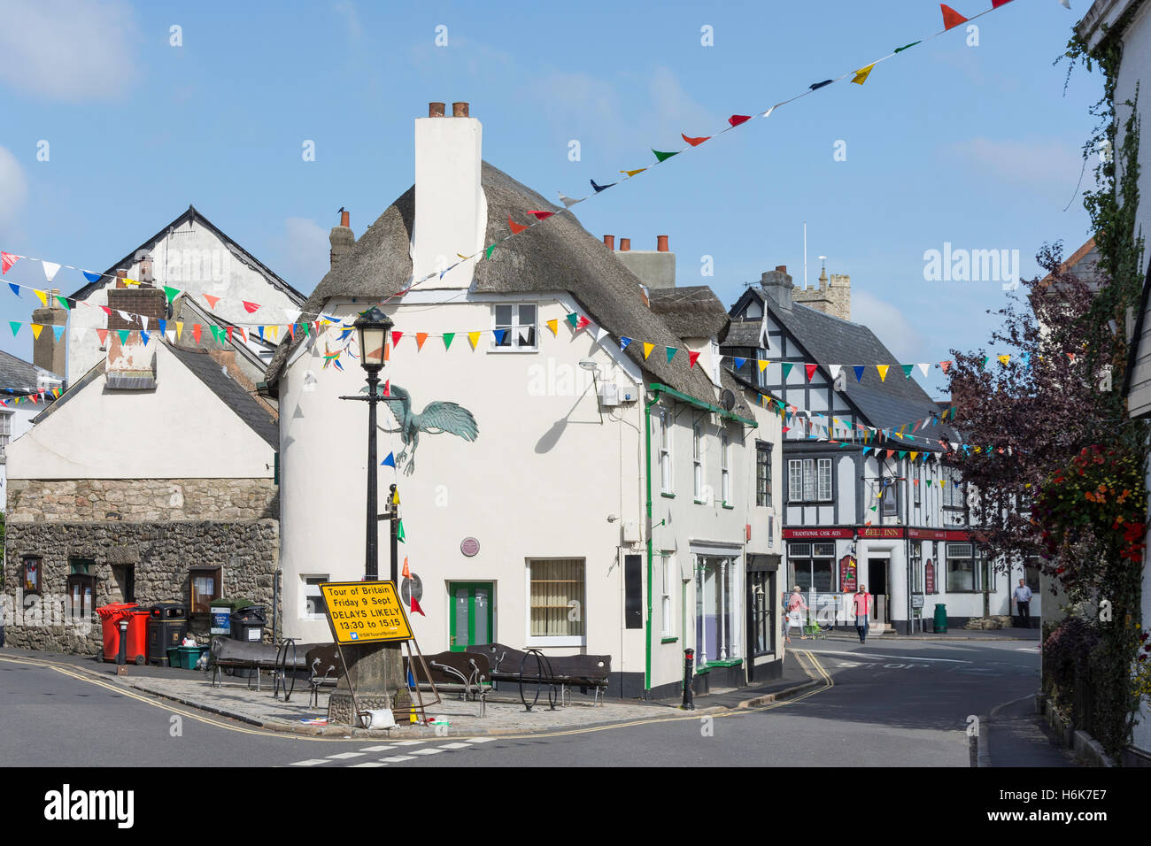 Cross Street, Moretonhampstead, Dartmoor Nationalpark, Devon, England, Vereinigtes Königreich Stockfoto