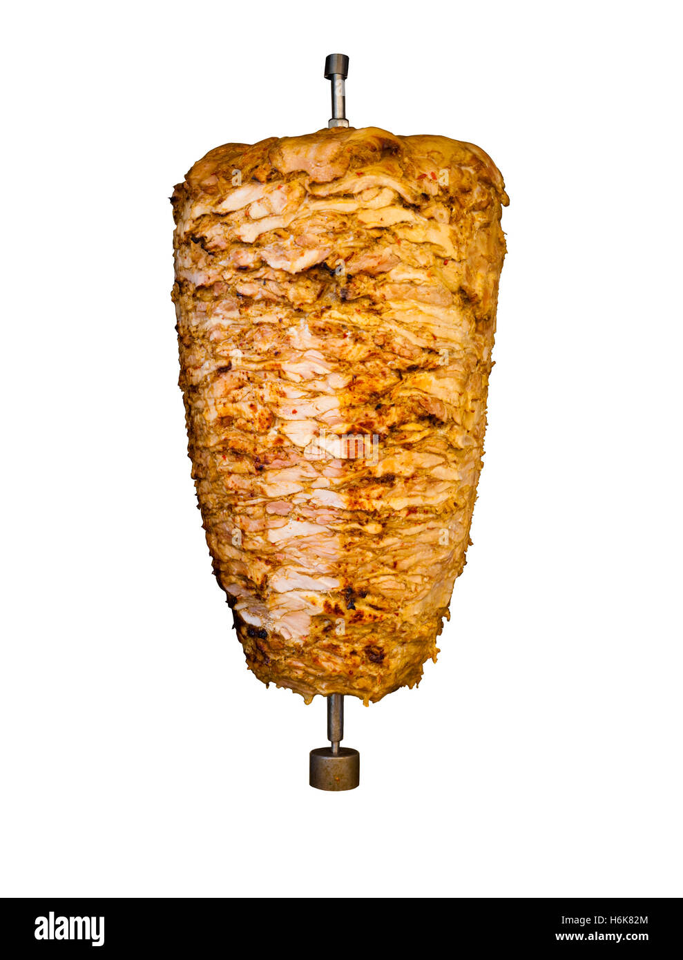 Gegrilltes aufgespießt Hähnchen am Spieß, eine traditionelle Fleisch rasiert, serviert in Sandwich Kebab in mediterranen, arabischen Ländern Stockfoto