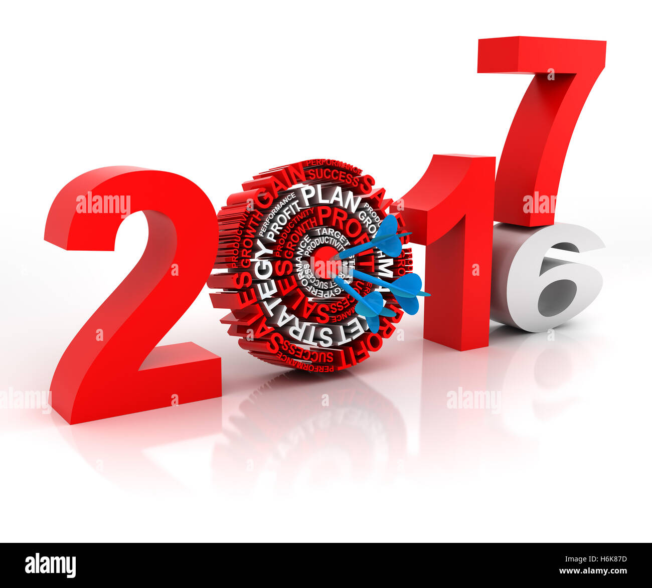 Jahr 2016, 2017 Geschäft Ziel, 3d render Stockfoto