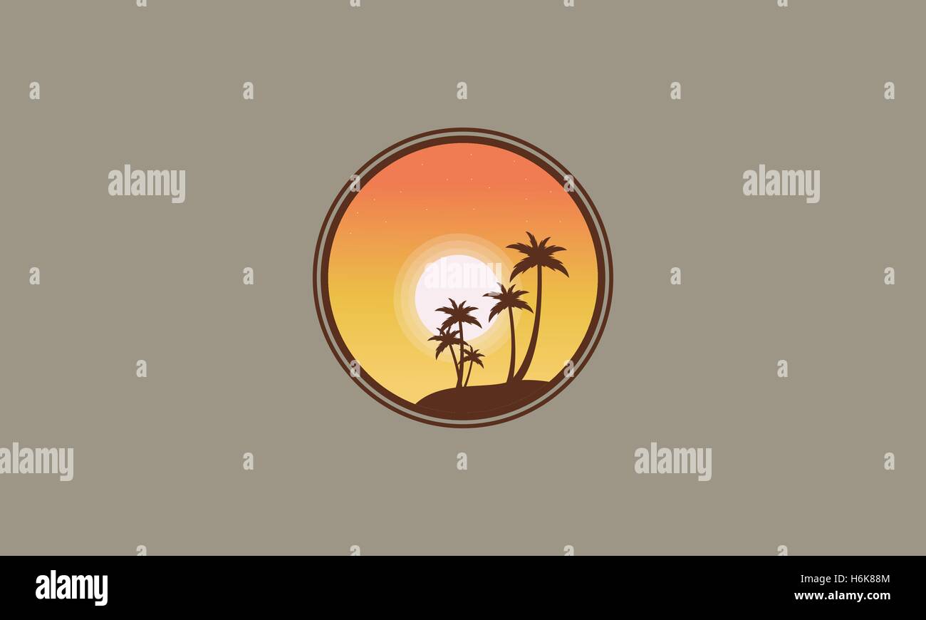 Silhouette der Büschel Palme bei Sonnenaufgang Vektorgrafiken Stock Vektor