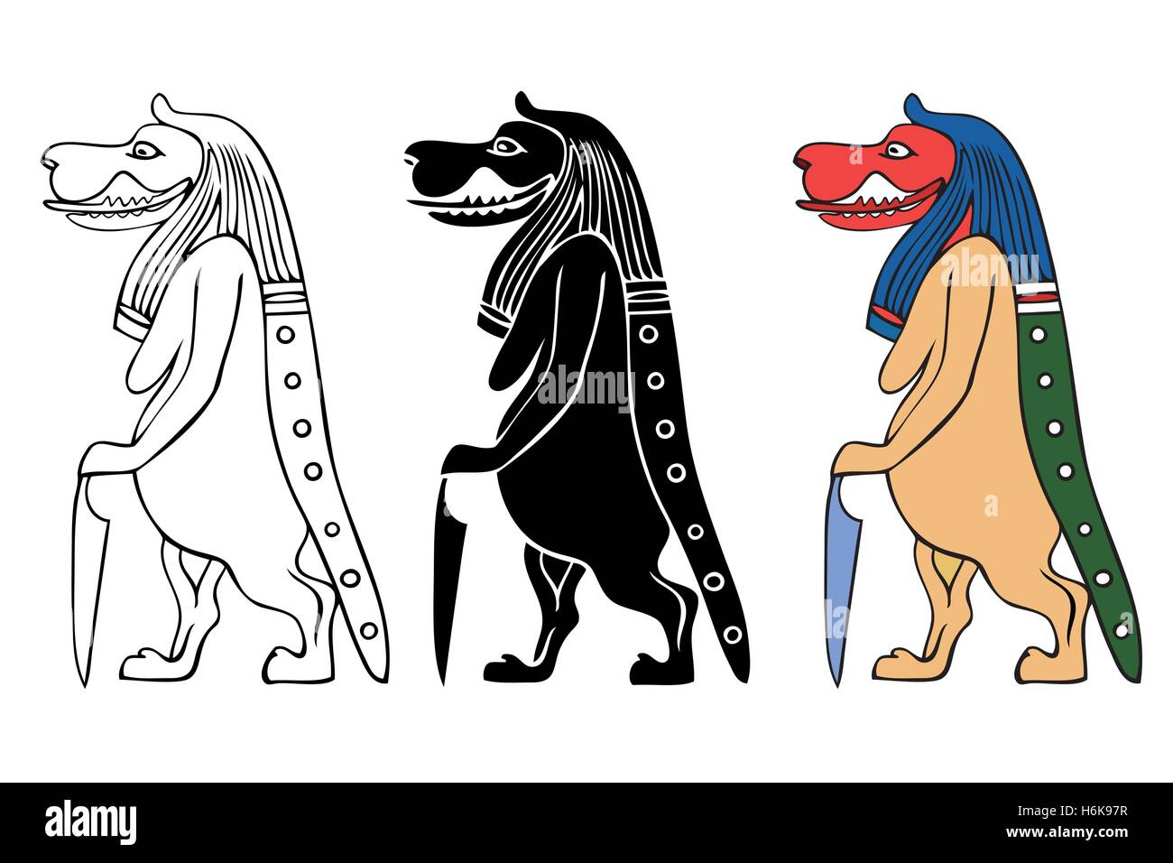 Taweret – Fabelwesen des alten Ägypten - Göttin der Fruchtbarkeit und Geburt Stock Vektor