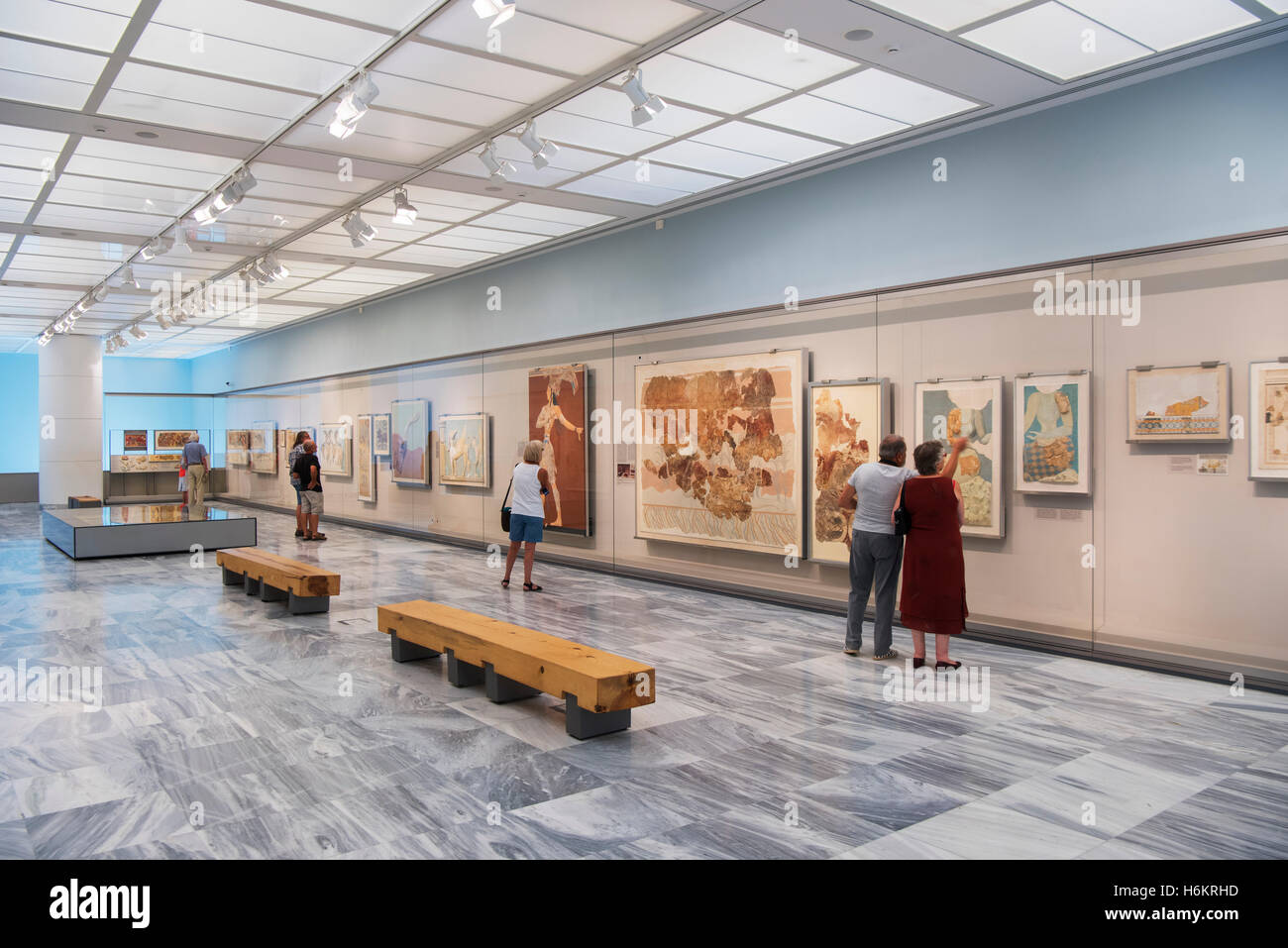 Archäologisches Museum, Galerie der Minoischen Gemälde, Heraklion, Kreta, Griechenland Stockfoto