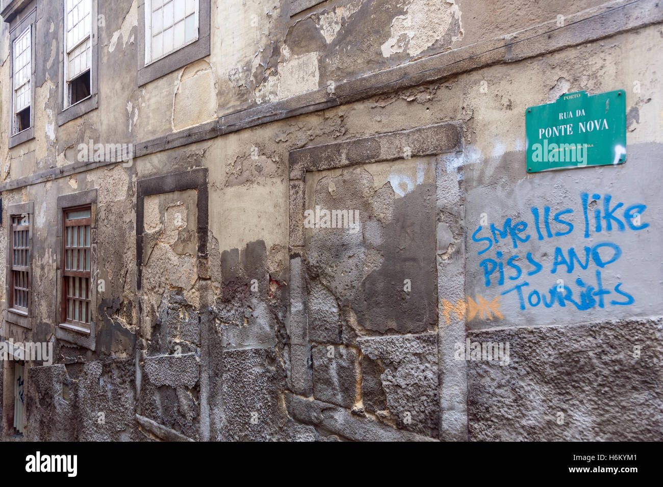 Unhöflich Graffiti, Porto, Portugal Stockfoto