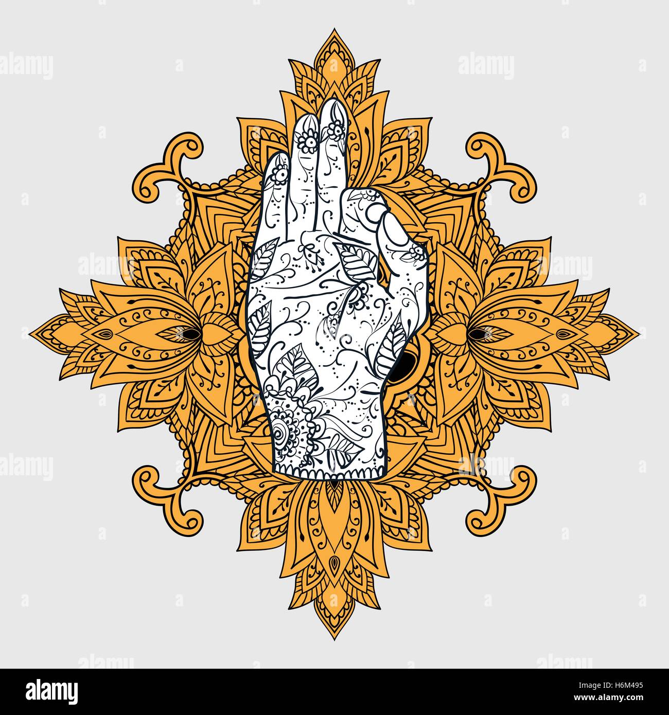 Elegante Ornamente Spitze Mandala. Jnana-Mudra. Alte dekorative Ornament-Muster. Handgezeichnete Islam, Arabisch, Indisch, osmanischen moti Stock Vektor
