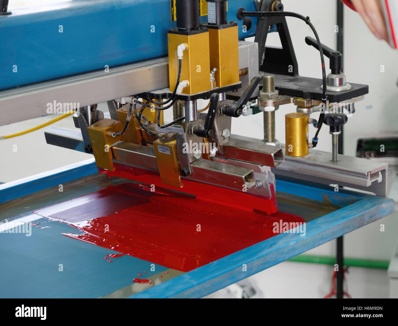 M&R Siebdruck Presse detail Stockfoto