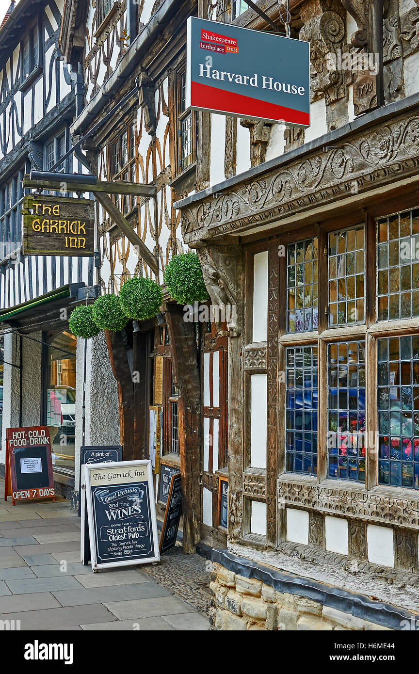 Harvard-Haus im Zentrum von Stratford-upon-Avon ist ein beliebtes touristisches hält vor allem mit jenen aus den Vereinigten Staaten Stockfoto