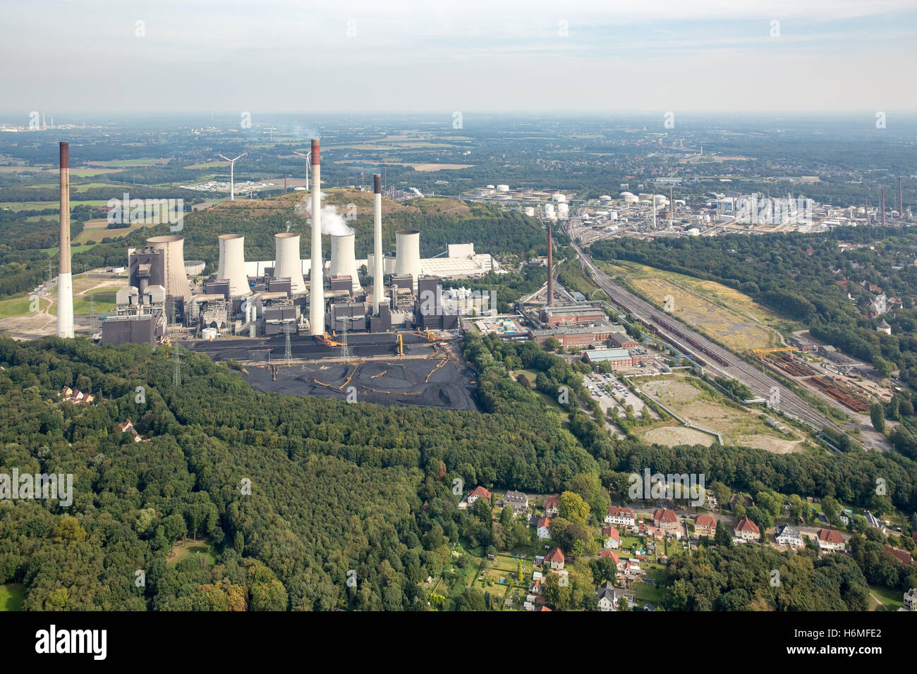 Luftbild, Uniper Powerplant Ltd, Kraftwerk Scholven in Gelsenkirchen, Kohle befeuerten Kraftwerk, Gladbeck, Ruhr Bereich, Stockfoto