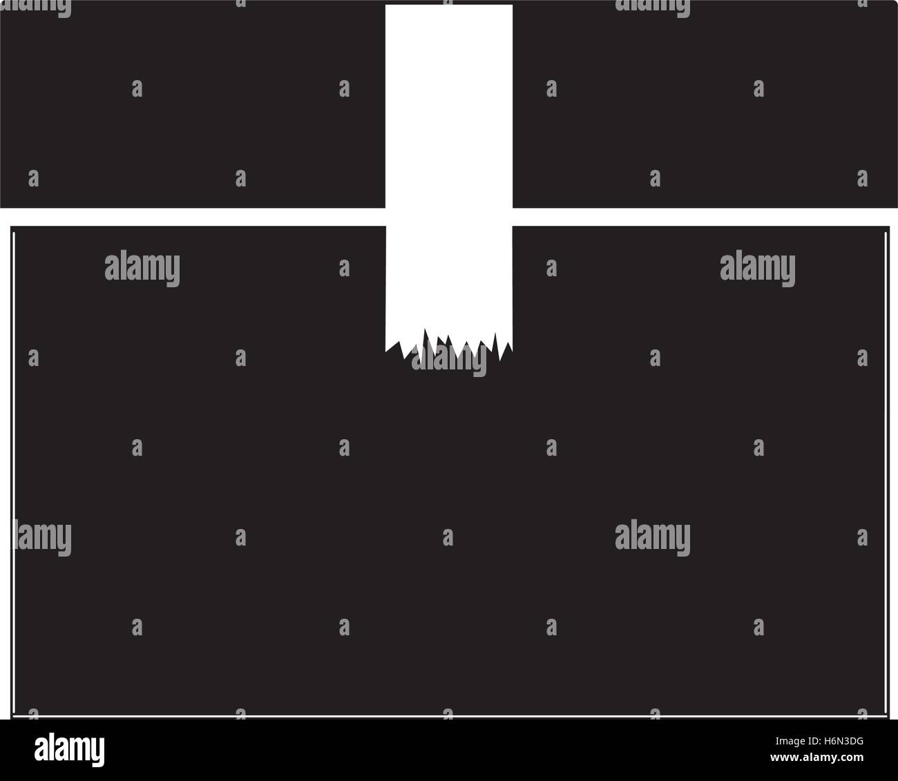 schwarze Silhouette versiegelte Box mit Verpackung Klebeband-Vektor-illustration Stock Vektor