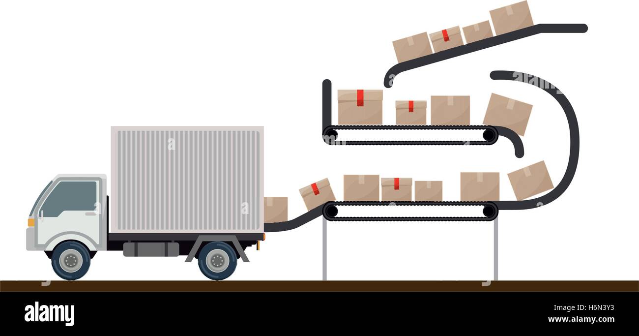 Förderband abgelegt versiegelten Kisten-Vektor-illustration Stock Vektor