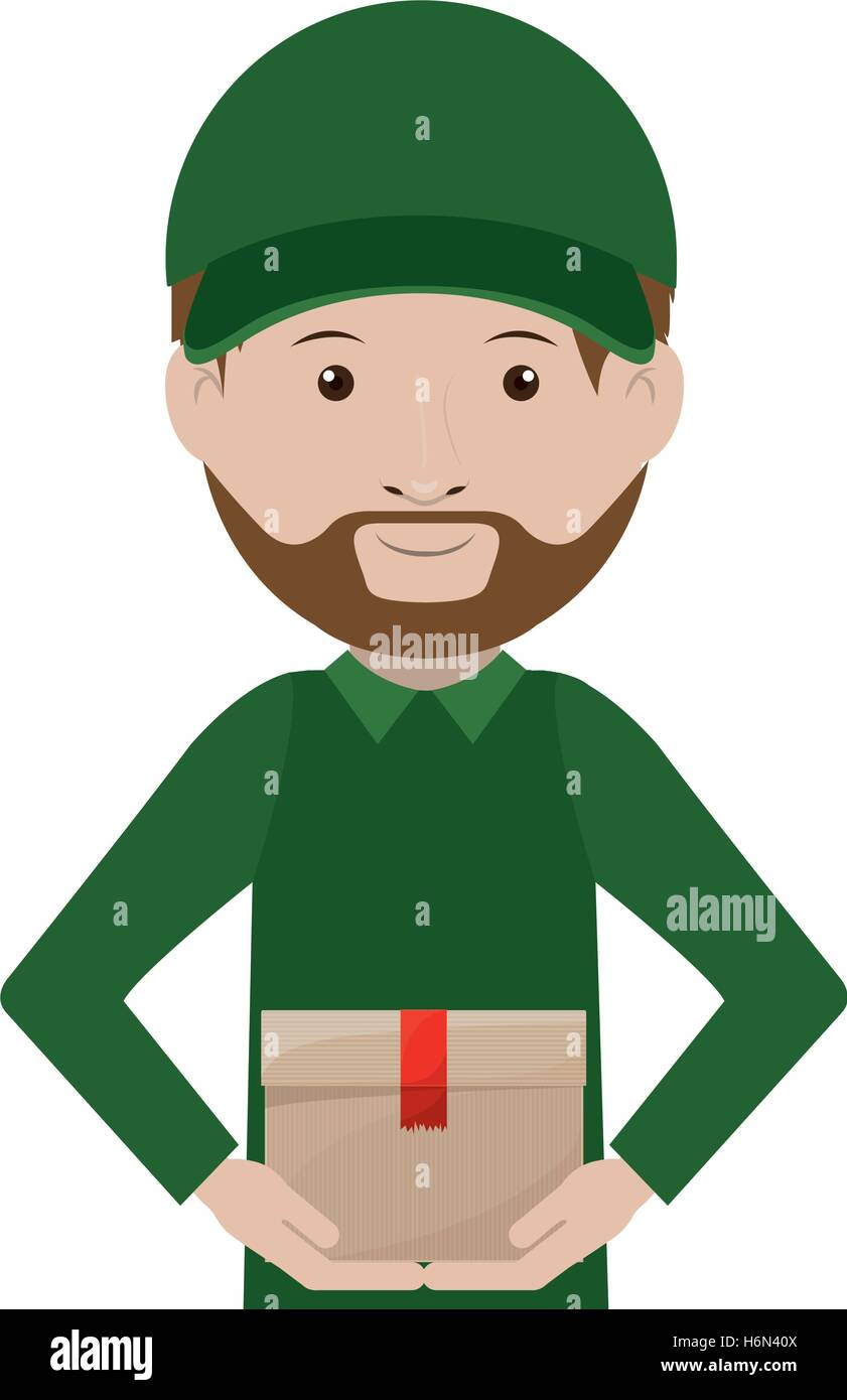 halben Körper Messenger mit versiegelte Kästchen Stock Vektor