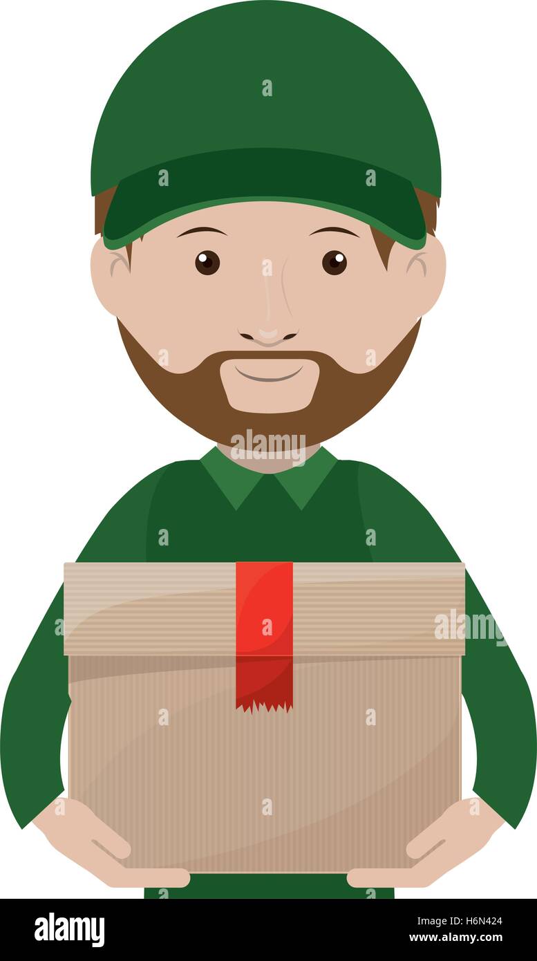 Logistik-Assistent mit versiegelten Verpackung-Vektor-illustration Stock Vektor