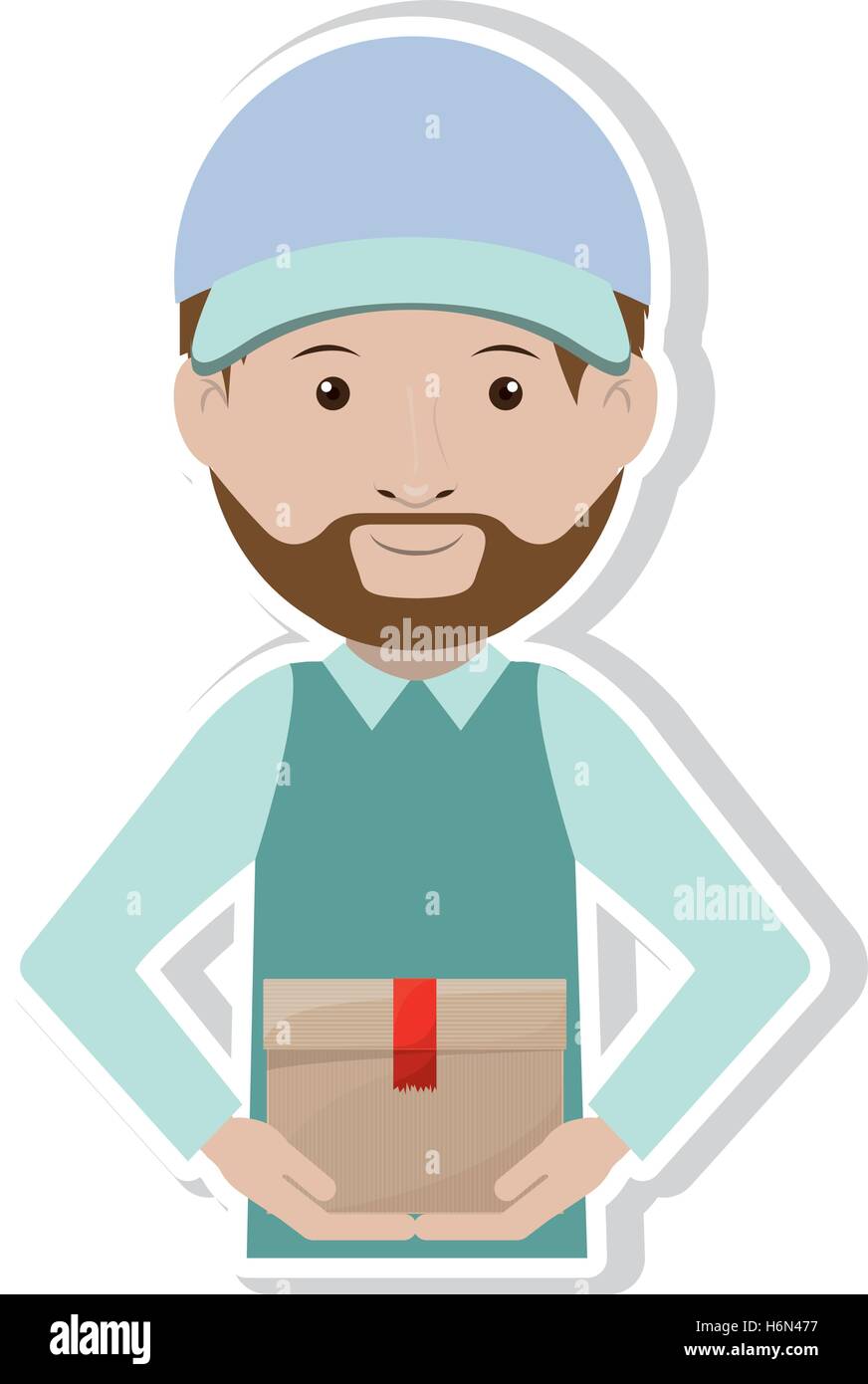 halben Körper Messenger mit versiegelte Kästchen-Vektor-illustration Stock Vektor