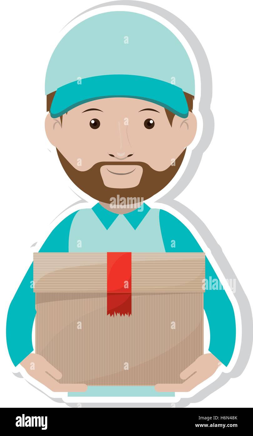 Logistik-Assistent mit versiegelten Verpackung-Vektor-illustration Stock Vektor