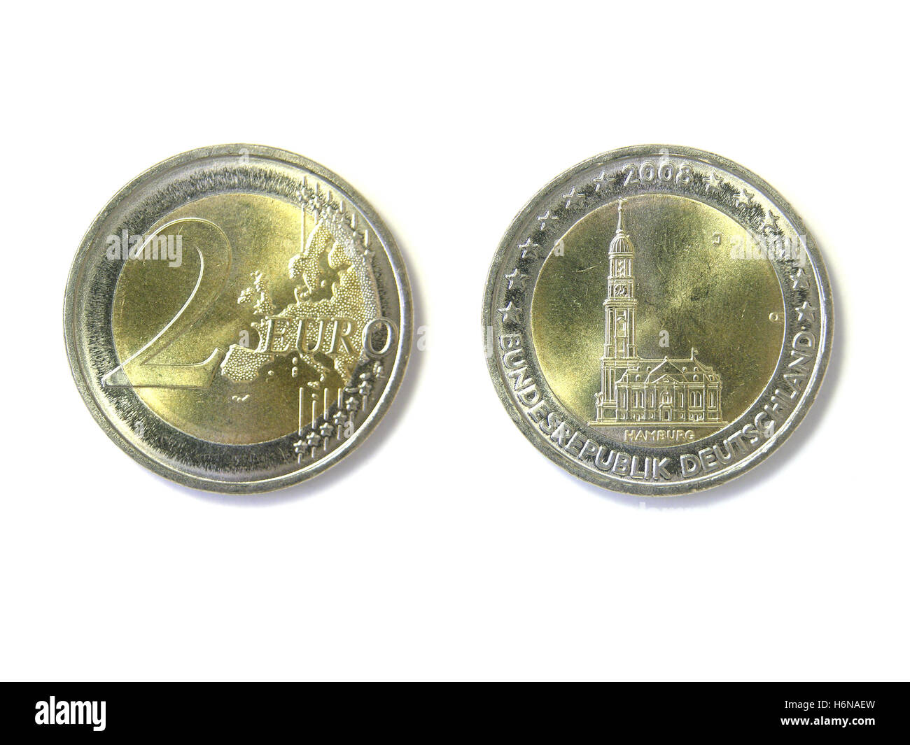 zwei Euro Münze hamburg Stockfoto