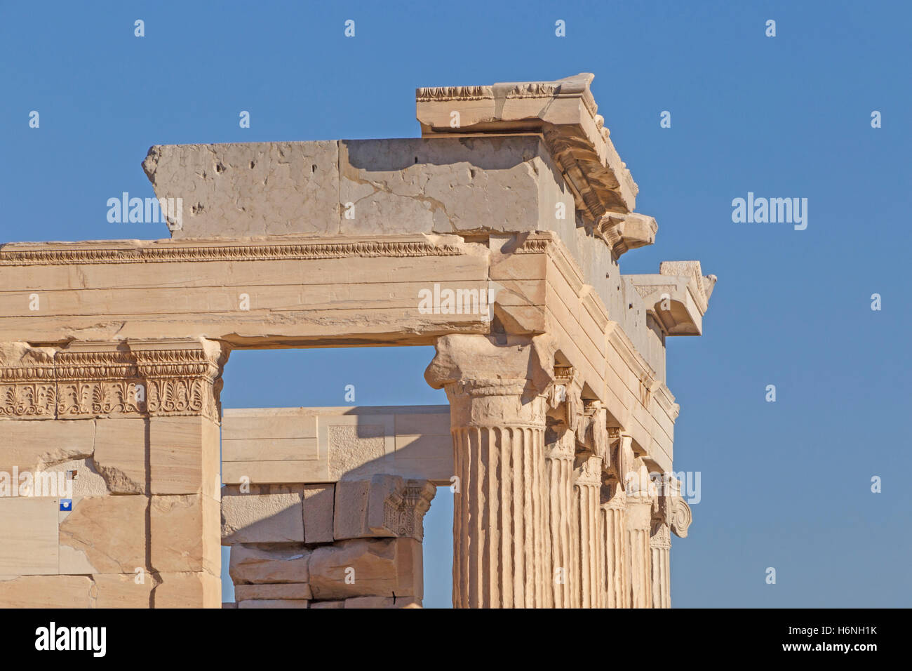 Detail des Erechtheion-Tempels auf der Akropolis von Athen Stockfoto