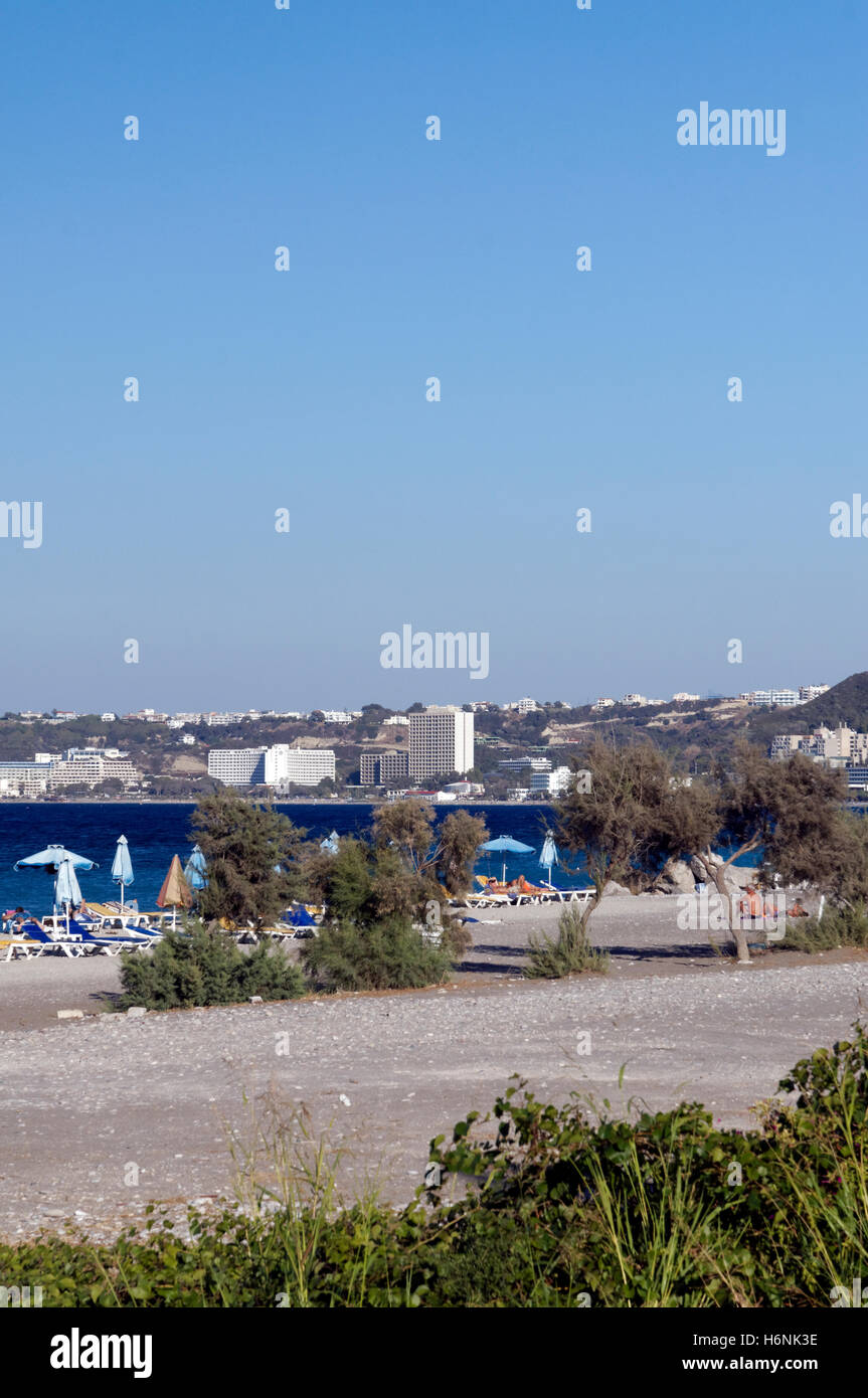 Ialyssos Beach, Rhodos, Dodekanes, Griechenland. Stockfoto