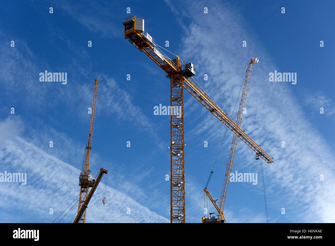 Bau des neuen BBC Wales Hauptsitz, Central Square, Cardiff, Wales. Stockfoto