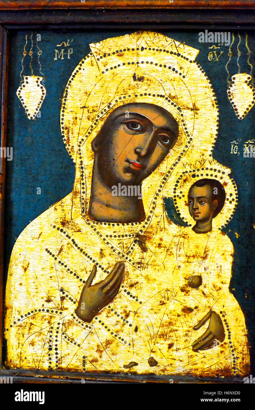 Kroatien Insel Hvar Franziskanerkloster schwarzen Madonna mit Kind-Symbol Stockfoto