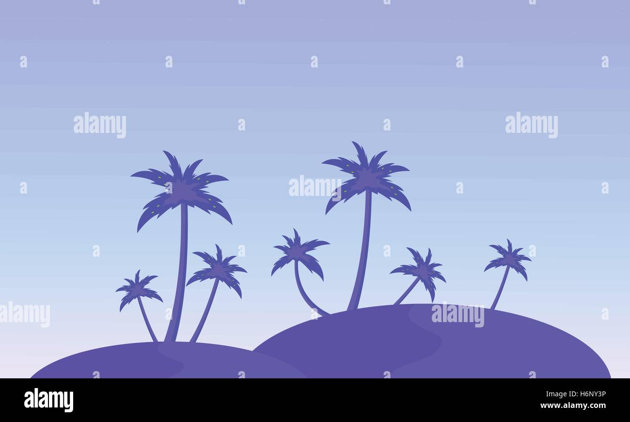 Silhouette der Hügel und Klumpen Palm Landschaft Vektor Stock Vektor