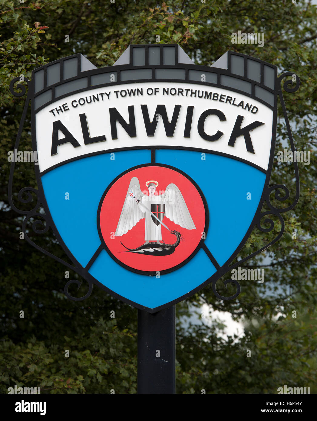 Willkommen bei Alnwick, der Grafschaft von Northumberland, Northumberland, England, UK Stockfoto