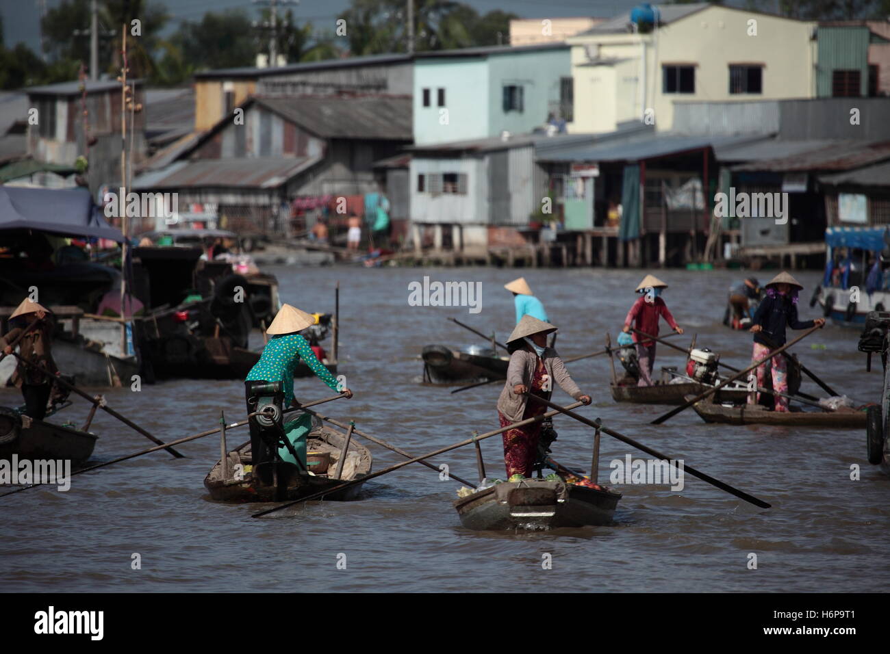 Markt auf dem Mekong in vietnam Stockfoto