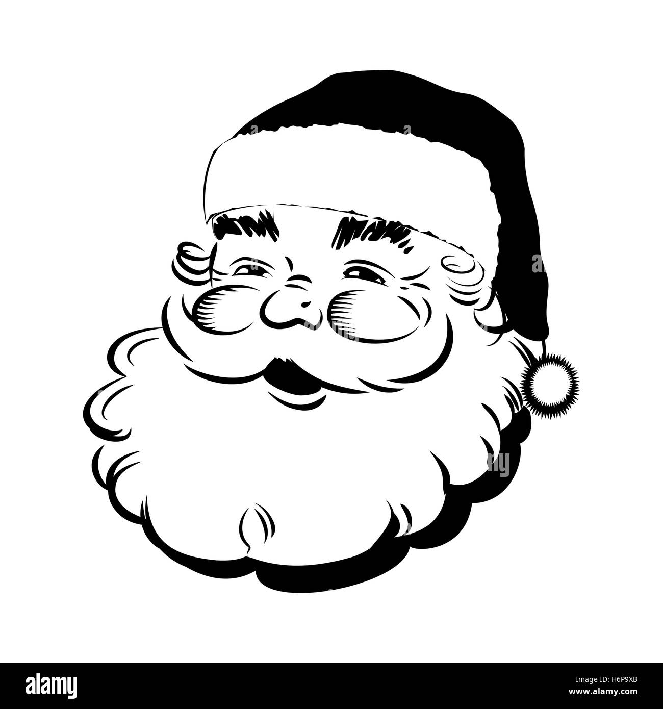 Santa Claus Lächeln auf den Lippen. Classic Cartoon Kopf. Retro-ClipArt Stock Vektor