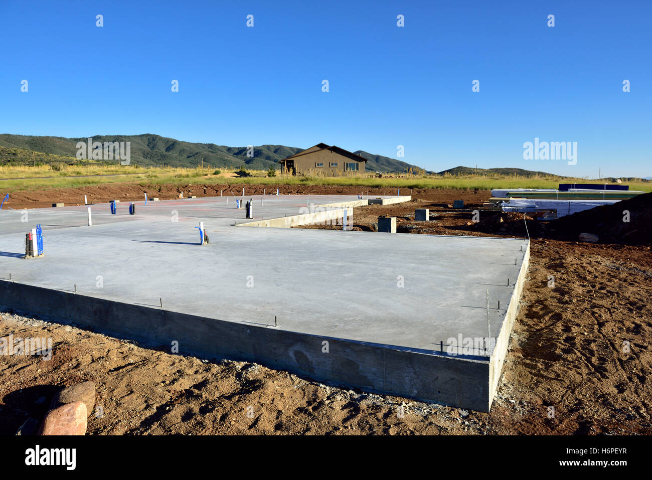 Betonplatte Grundstein für neues Haus in Prescott Valley, Arizona, USA Stockfoto