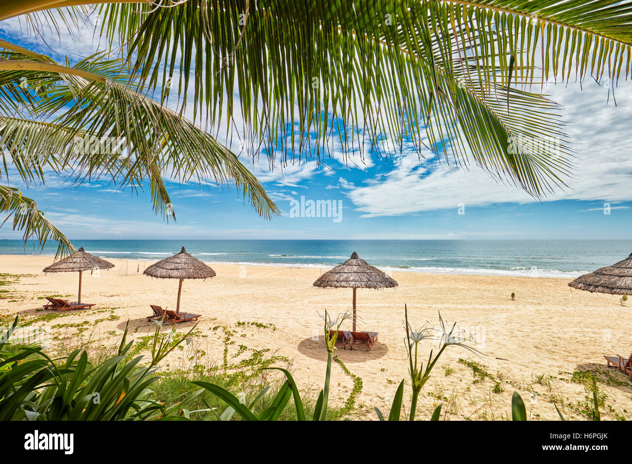 Blick auf die Lang Co Beach. Provinz Thua Thien Hue, Vietnam. Stockfoto