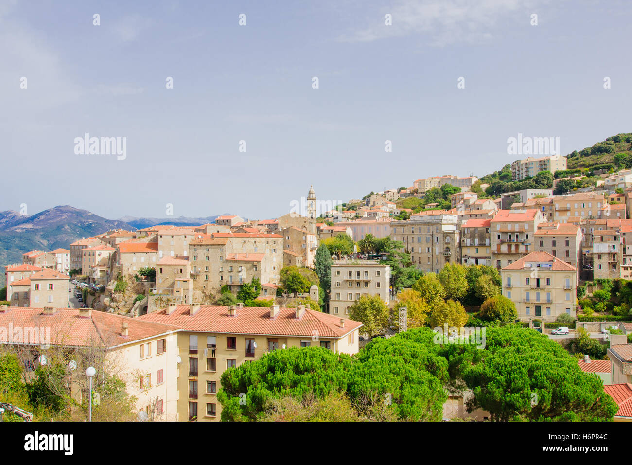 Den zentralen Teil der Stadt Sartène, in Korsika, Frankreich Stockfoto